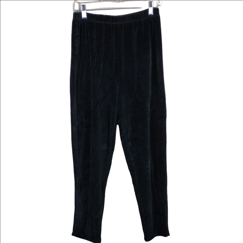 Jones New York Sport Black Velvet High Rise Straight Leg Pull On Travel Pant